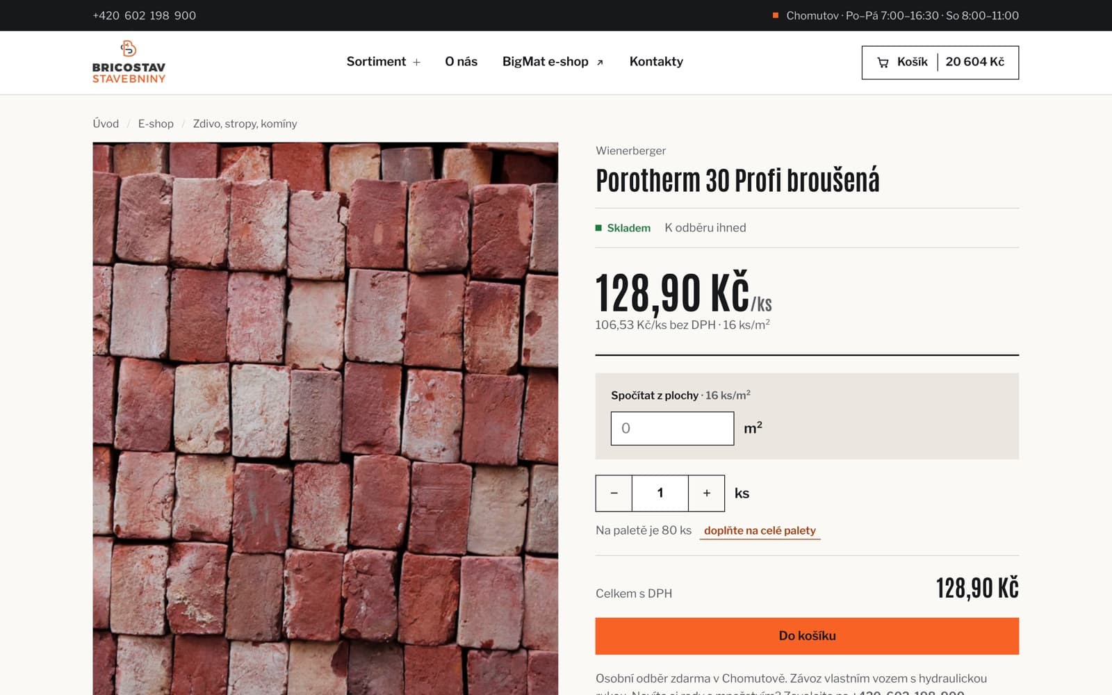Detail produktu s cenou a dostupností