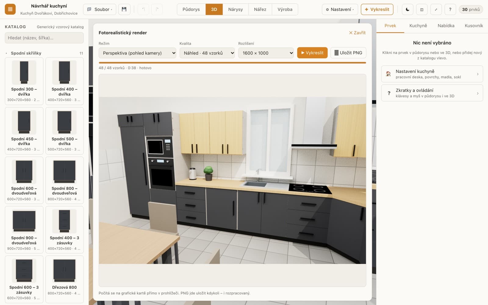 Fotorealistický render počítaný přímo v prohlížeči