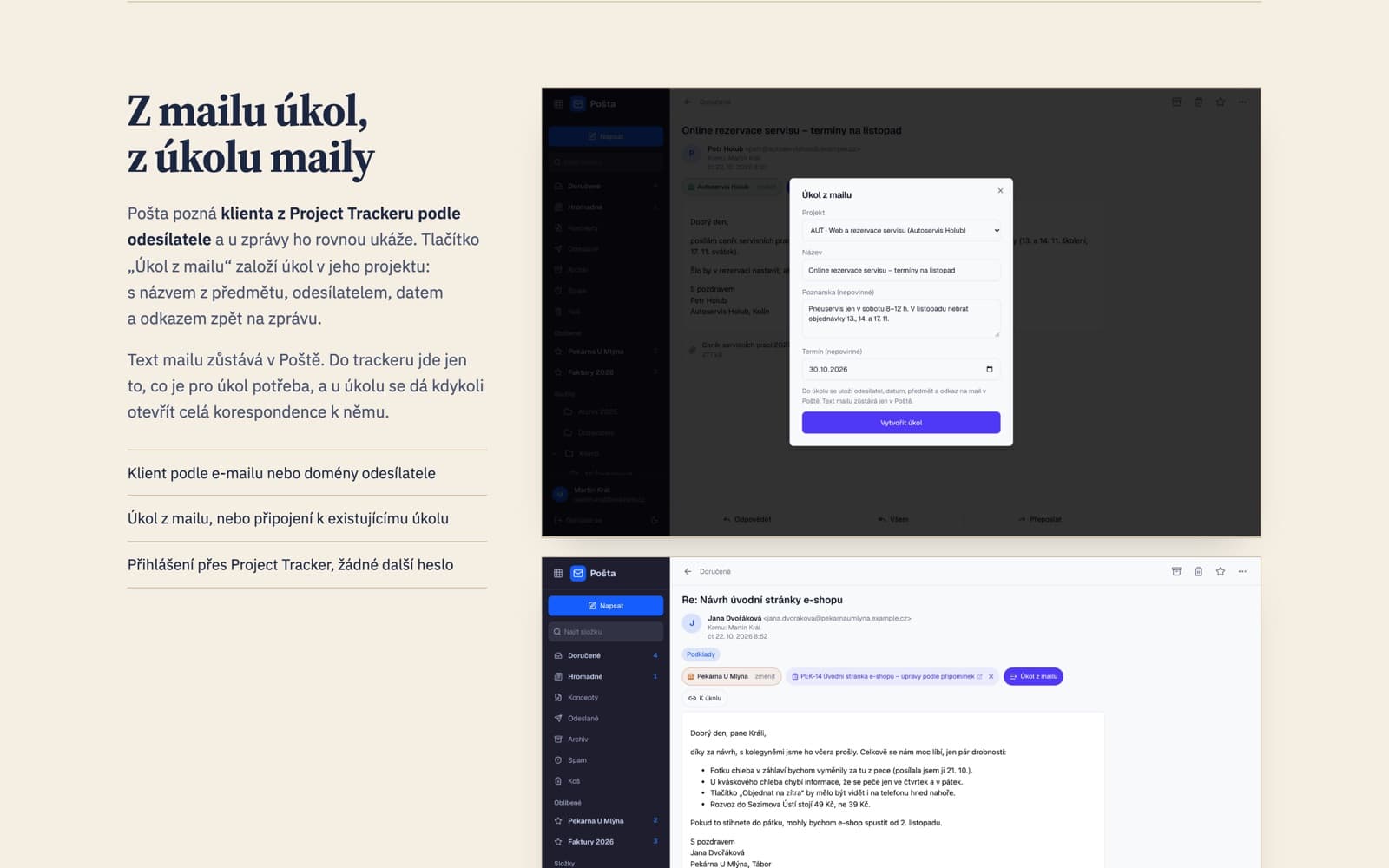 Z mailu úkol, z úkolu maily